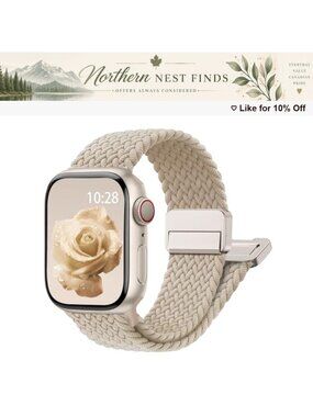 Magnetic Stretchy Braided Loop Band for Smartwatch Nylon Adjustable